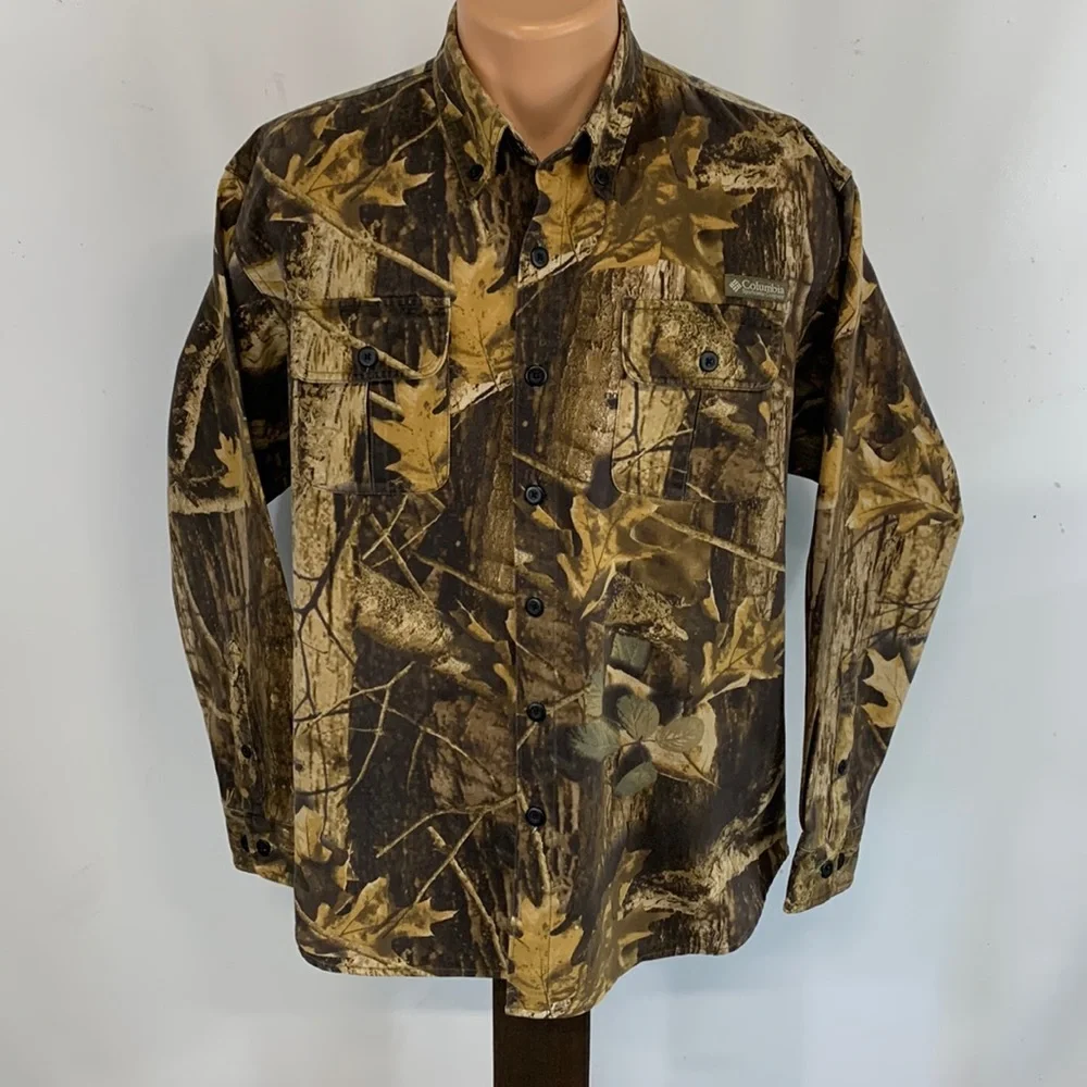 Columbia long sleeve button down collar camo shirt. M - Picture 1 of 7
